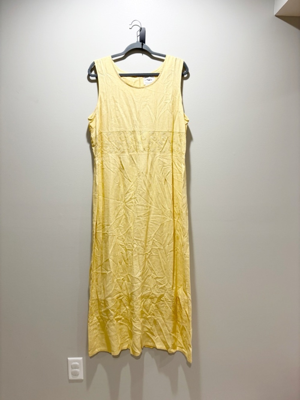 Country Wear Casuals Butter Yellow Eyelet Panels Maxi Western Cottagecore Dress